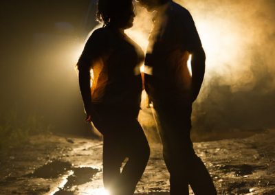 couple's steamy silhouette