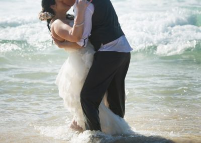 Bride and Groom in the surf